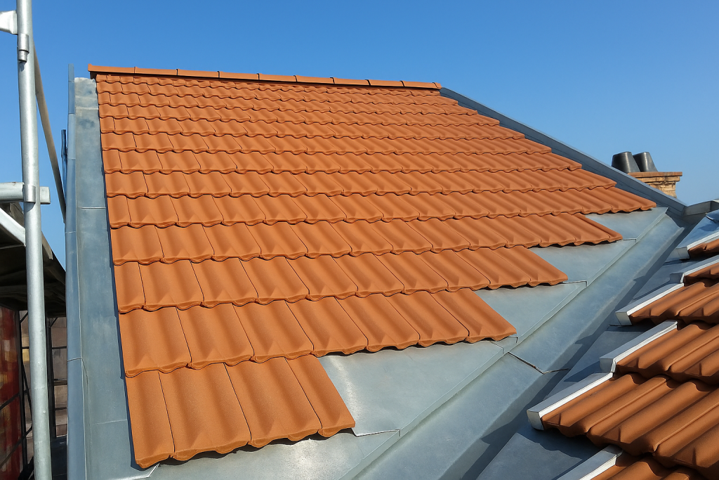 Artisan couvreur installant une descente pluviale en zinc à Lagny-sur-Marne